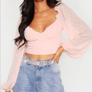 PrettyLittleThing Pink Long Sleeve Top - Size 4/6